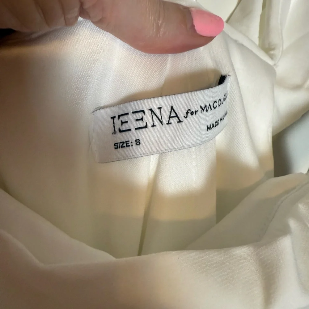 IEENA MAC DUGGAL 26517 White Foldover Asymmetric Ruched High Slit Jersey Gown 8 - Picture 4 of 7